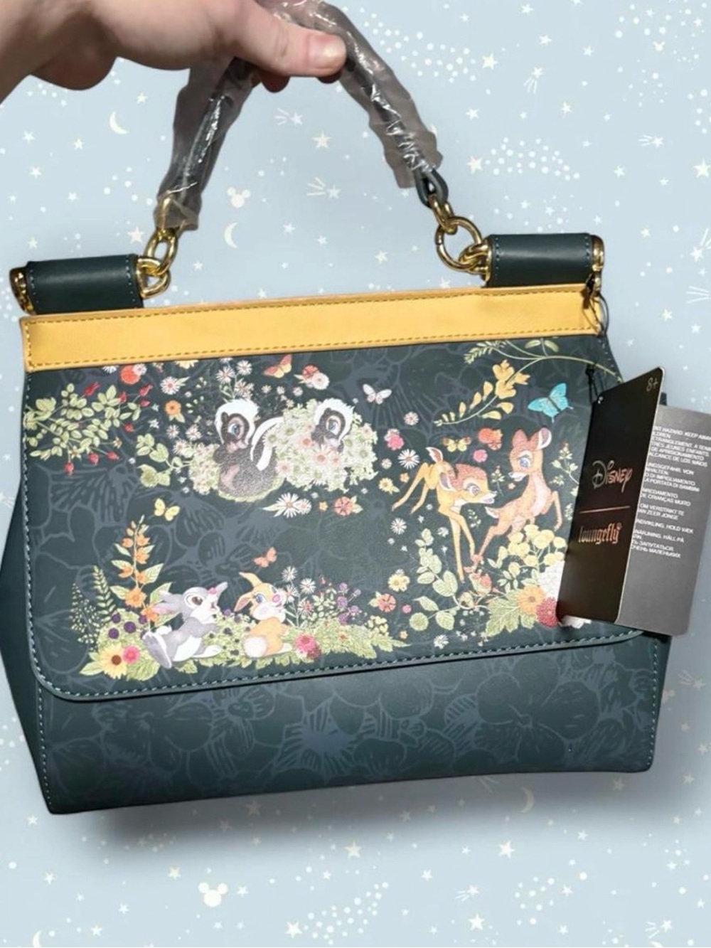 Loungefly Disney Bambi Floral Top-Handle Bag - Green & Yellow